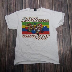 Optima Mario Kart Bowser Shirt Mens Small White Nintendo Video Game Tee